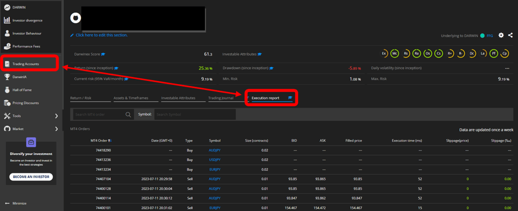 Execution Report Section