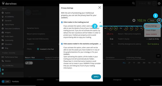 Step by step procedure to change your privacy settings from your DARWIN profile